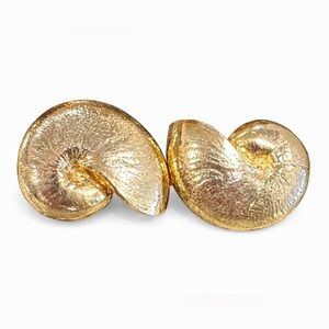 Mimi di N 1983 Gold Nautilus Shell Sculptural Belt Buckle Set Vintage Designer